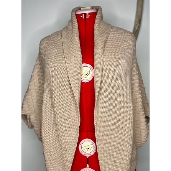 Jennifer Lopez Women's Beige Open Front Cardigan Shawl Collar Size M - Picture 2 of 13